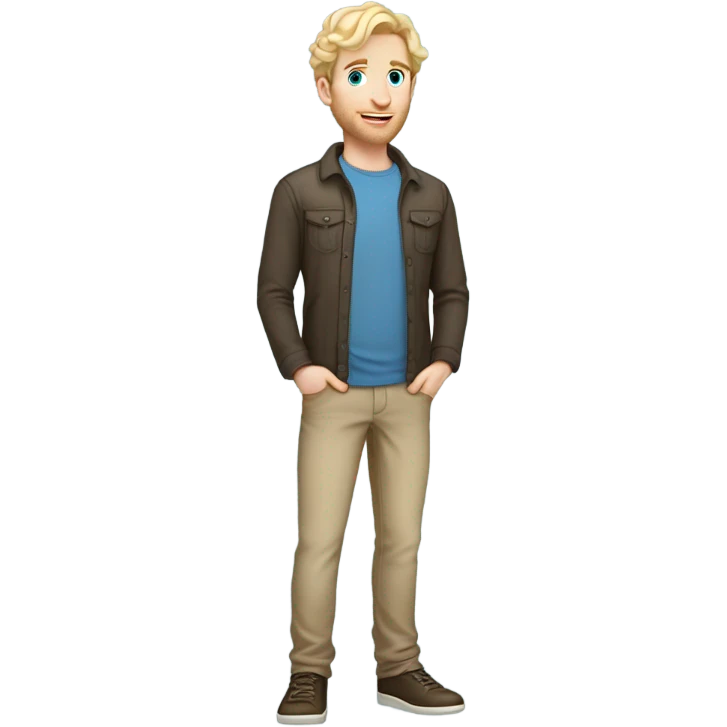 full body standing light curl blonde 30yo man blue eyed pale skin emoji
