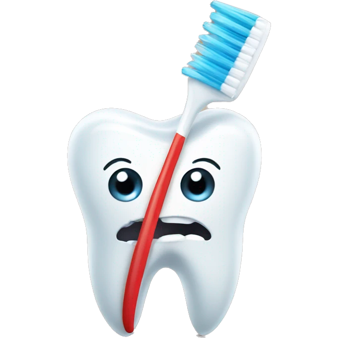 Tooth with a toothbrush emoji