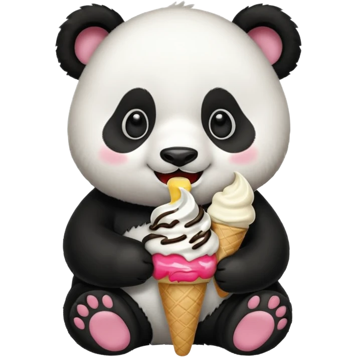 Panda eating ice cream emoji