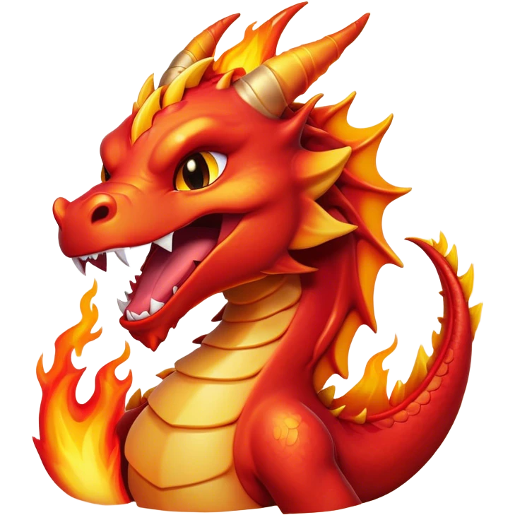 Cinematic Cute Yawning Fierce Fire Dragon Portrait Emoji, Head tilted slightly with a dramatic, wide-open yawn, revealing a fearsome yet endearing scaled visage bathed in searing reds and oranges, with gentle flames licking around its open mouth; rendered with realistic detail and flickering natural light, high shine, relaxed yet fierce, styled with a dash of smoldering charm, soft glowing outline, capturing the essence of a sleepy but spirited inferno ready to unleash a tender blaze of warmth! emoji