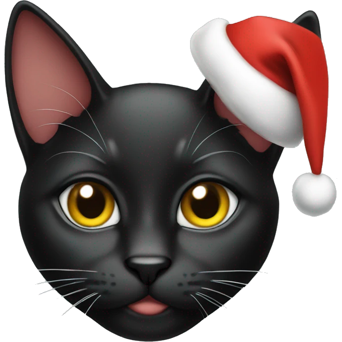 A black cat with a Christmas hat  emoji