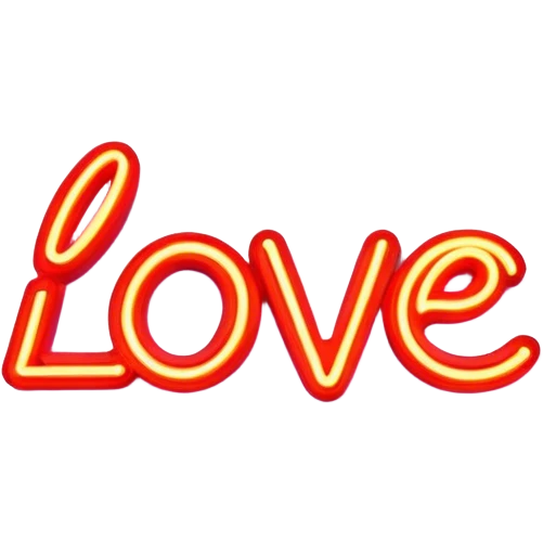  neon sign with the word love emoji