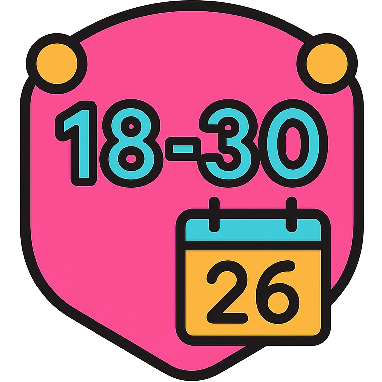 Discord role icon for 18-30 age group, minimalistic design, calendar or clock hinting at age, clean and clear emoji