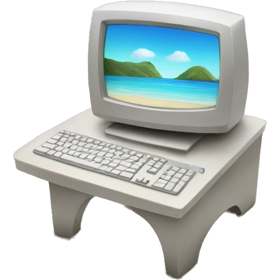 Computer on the beach emoji
