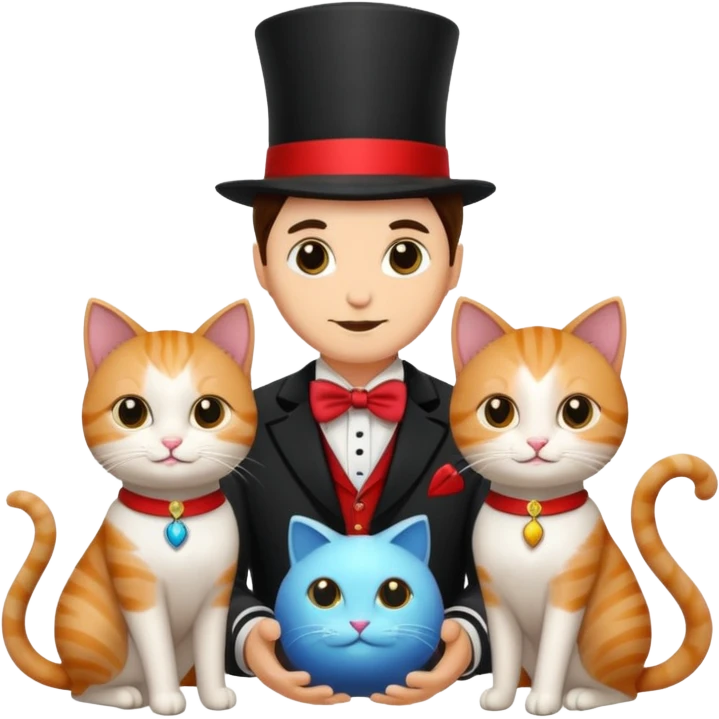 magician couple and their pet cat emoji