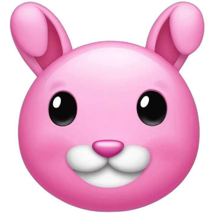 pink bunny with an oval head and white moustache, a round pink nose and a huge smile that takes up half his face emoji