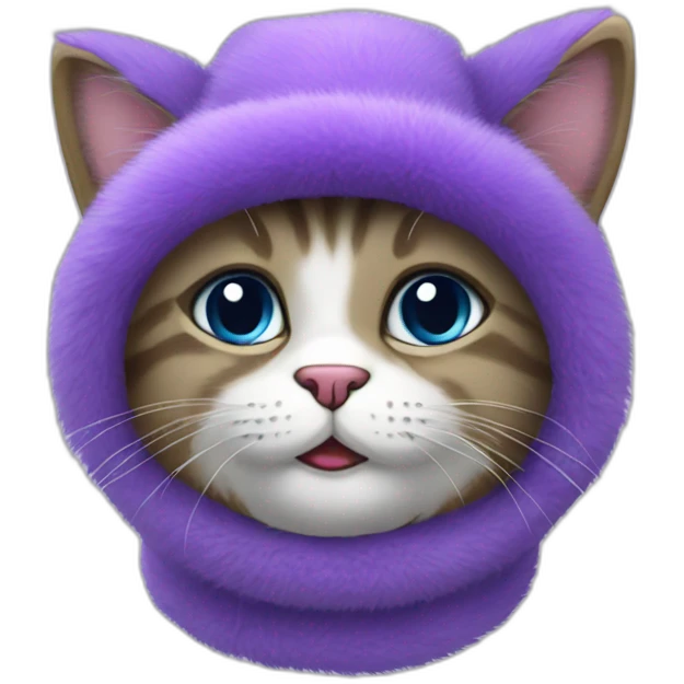 purple furry cat in ushanka emoji