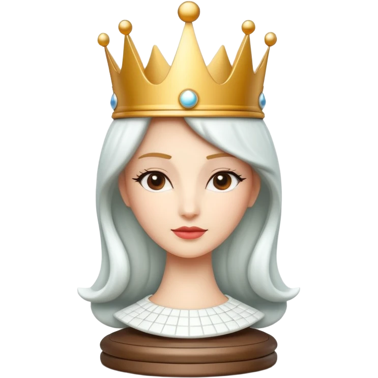 
chess queen piece object, elegant crown top, 3D cartoon, glossy material, soft shadow, mobile game icon style, centered, clean background, no text, no watermark
 emoji
