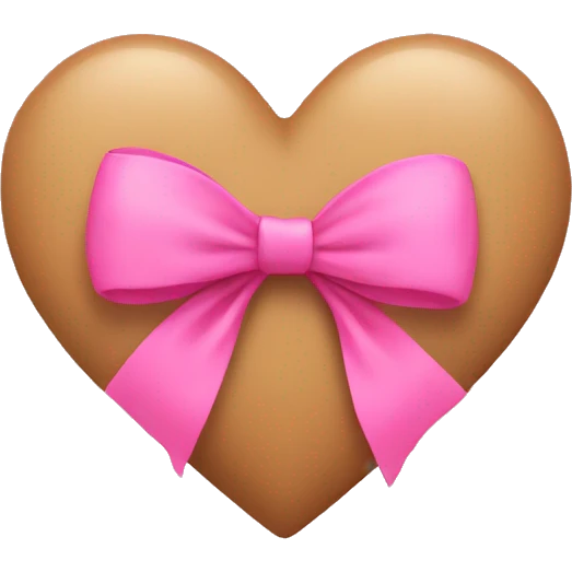 Tan heart with pink bow emoji