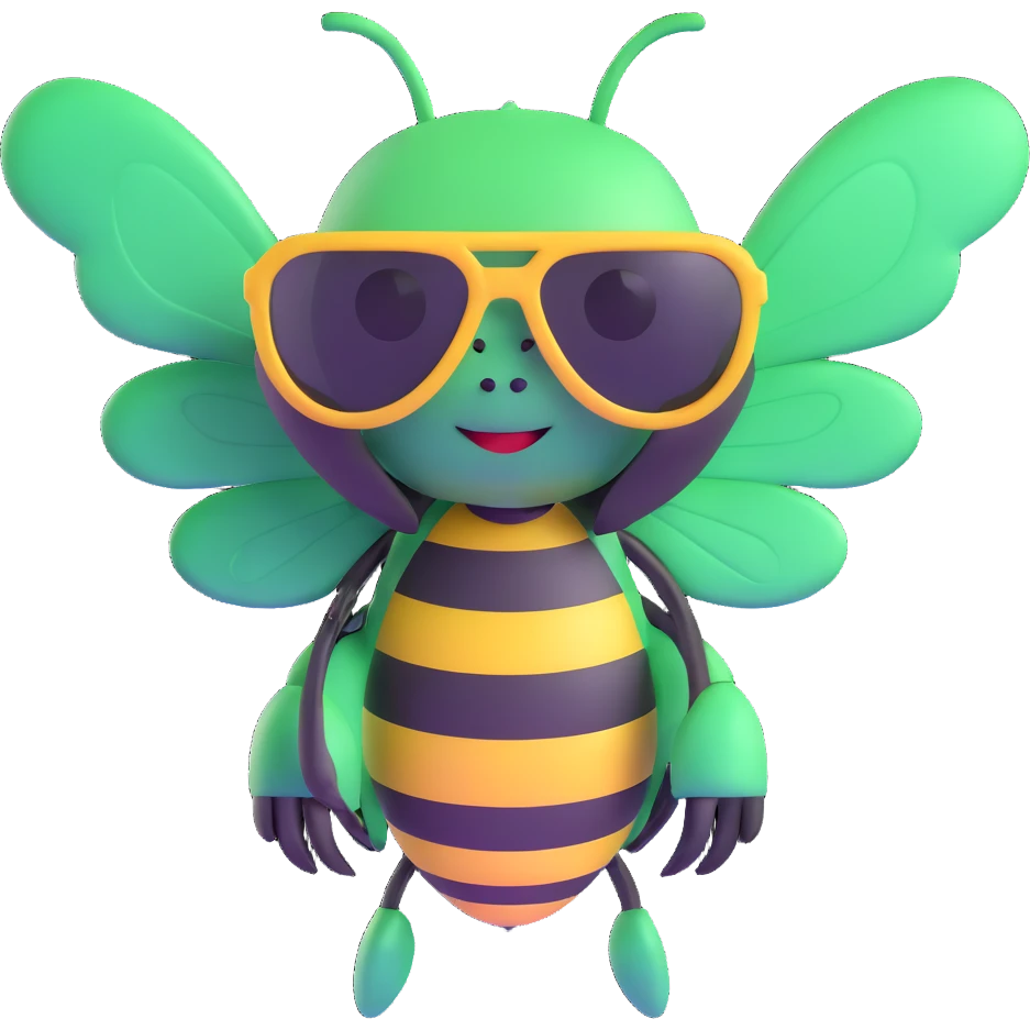 green bee wearing sunglasses emoji
