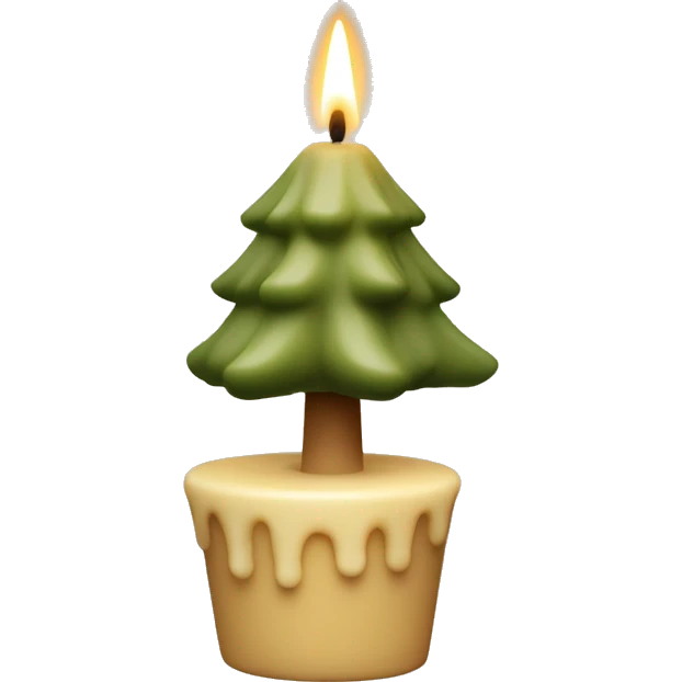 beige wax candle shaped like a pine tree emoji