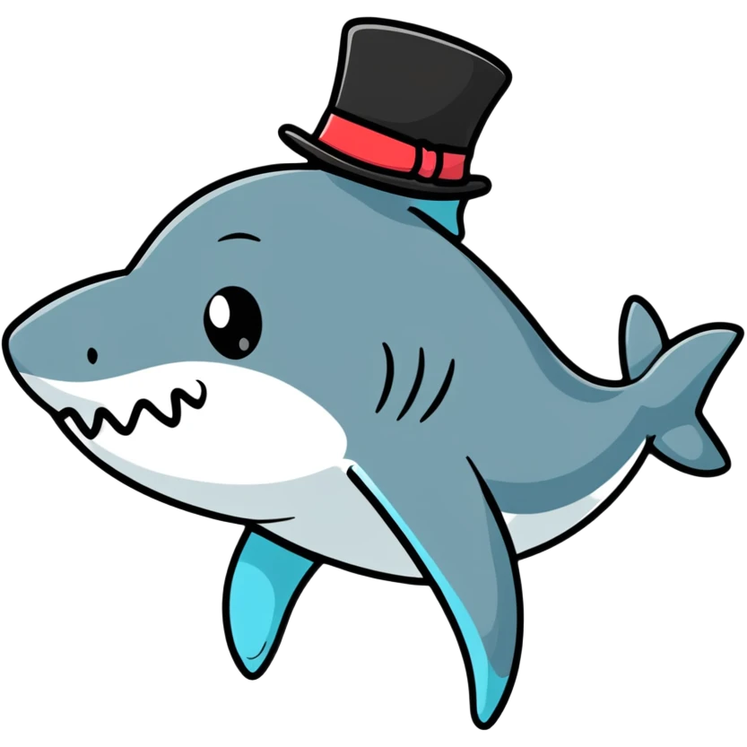 shark wearing a top hat emoji