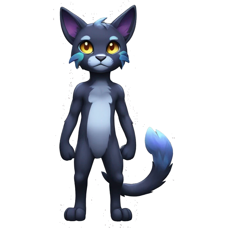 Anthro Dark Colorful shiny Edgy Cool Shy Grumpy FurSona Feline Fakemon Full Body emoji