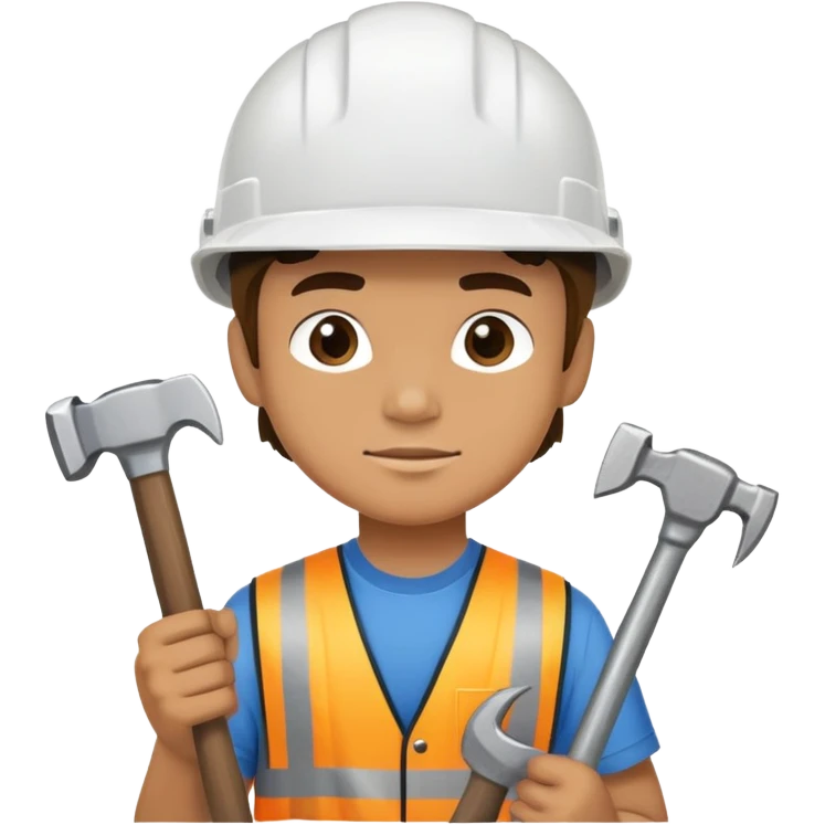 Busy boy wearing a helmet working with hammer  emoji