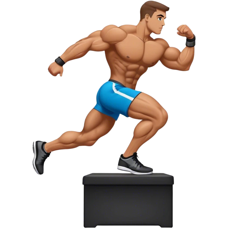 bodybuilder step onto plyo-box side-view emoji