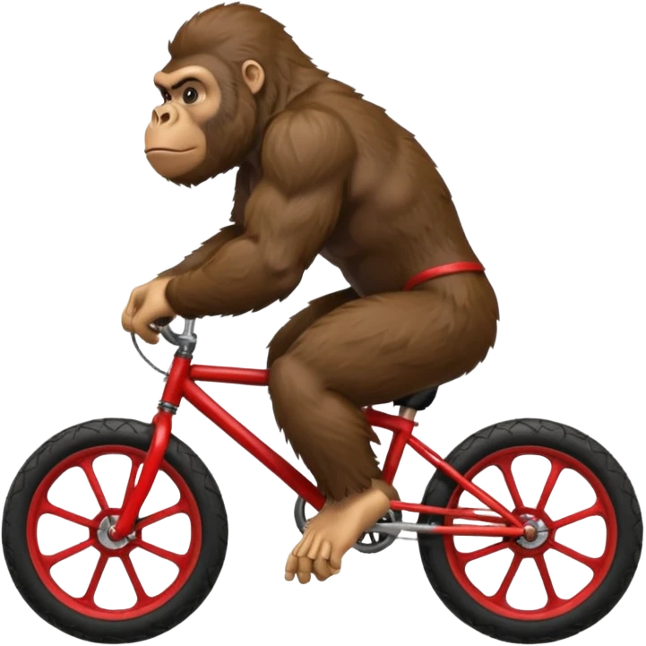 Gorilla wheeling a red BMX bike emoji