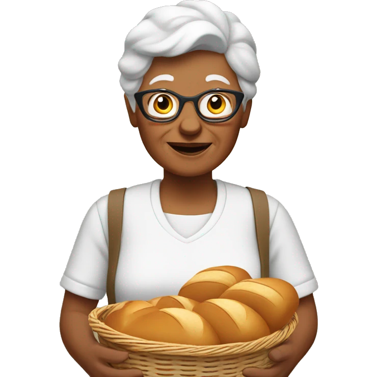 white grandma with bread basket emoji