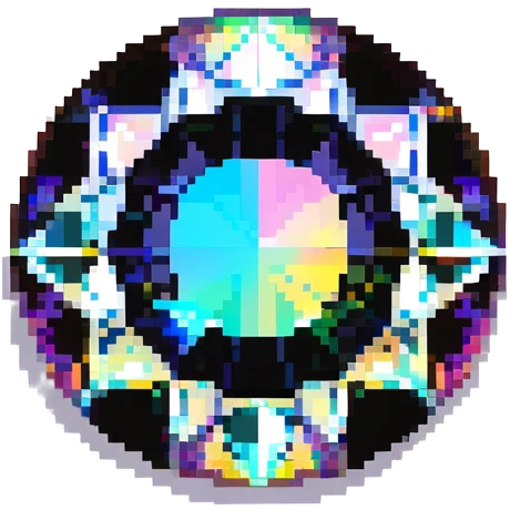 round mystic topaz holographic gem with rainbow colors emoji