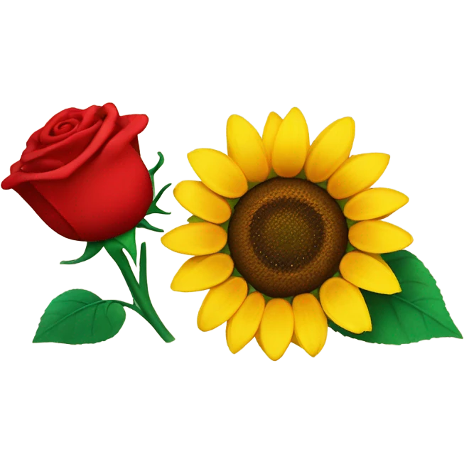 Sunflower and red rose emoji