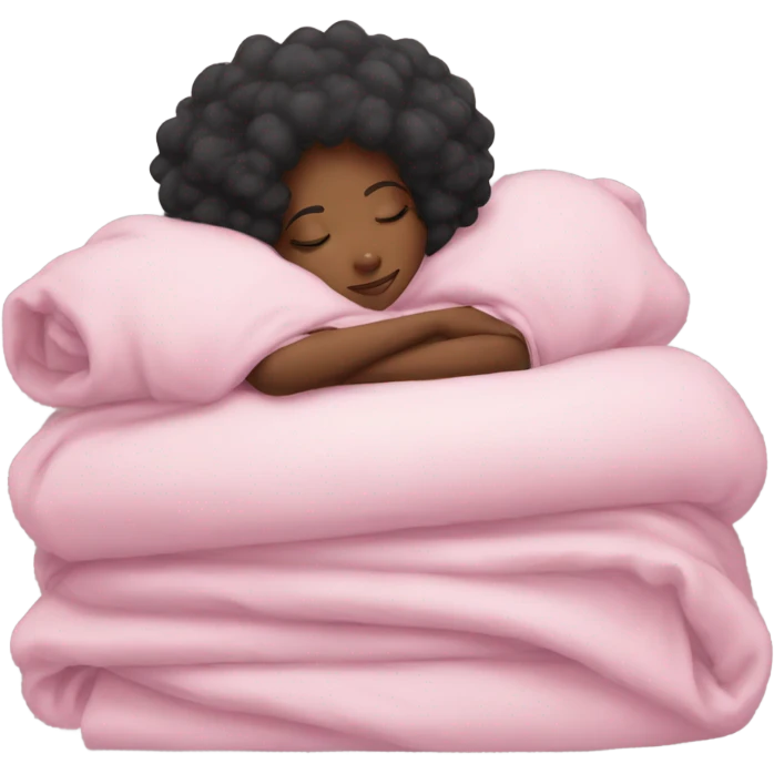 black girl sleeping with pink blanket with lashes with cloud on her head emoji