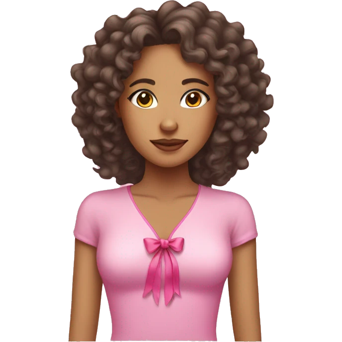 Lightskin woman with long curly hair and a pink bow emoji