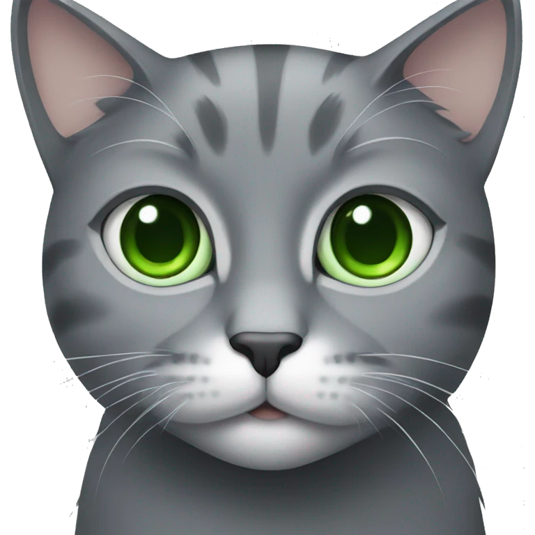 gray cat with green eyes emoji