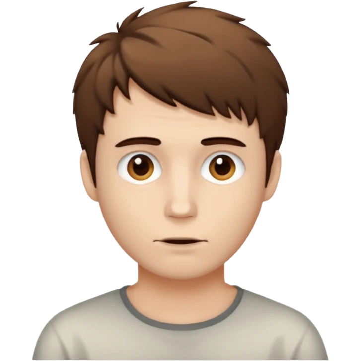 Create an emoji of a man with white skin and short brown but slightly messy hair emoji