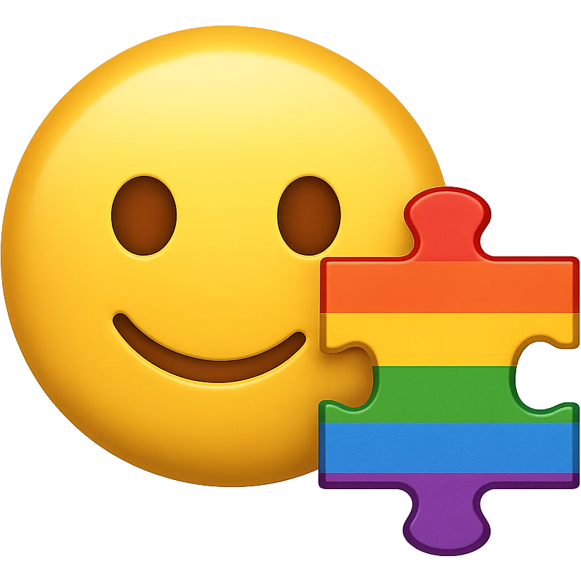 gay pride emoji, rainbow puzzle piece, inclusive, no background emoji