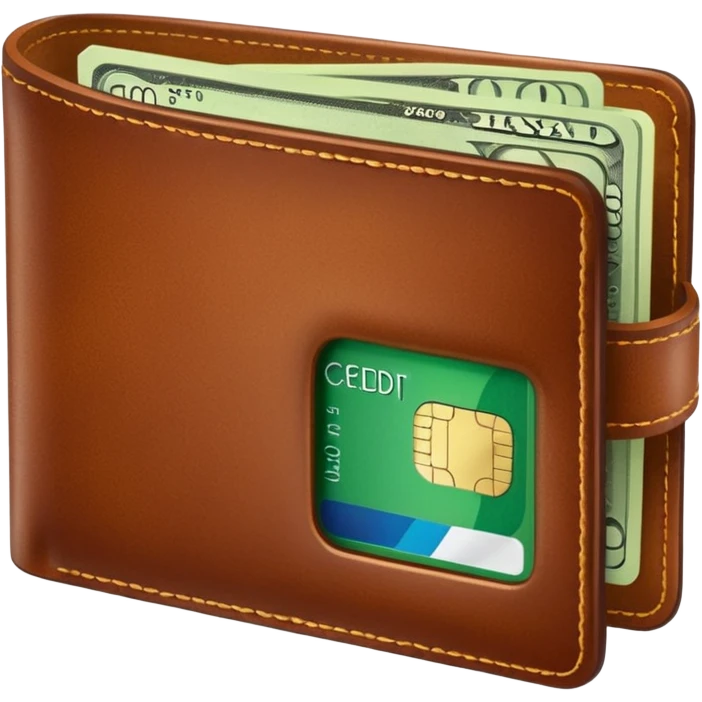 portefeuille marron avec billet et carte bancaire emoji