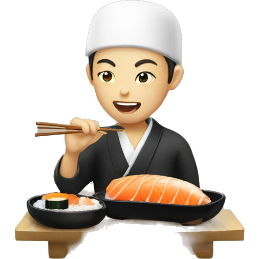 Chinese eating sushi emoji