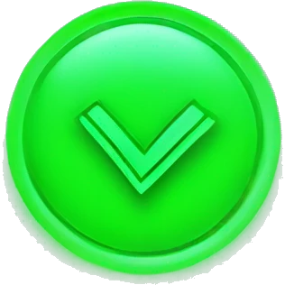 check mark in glowing neon green emoji