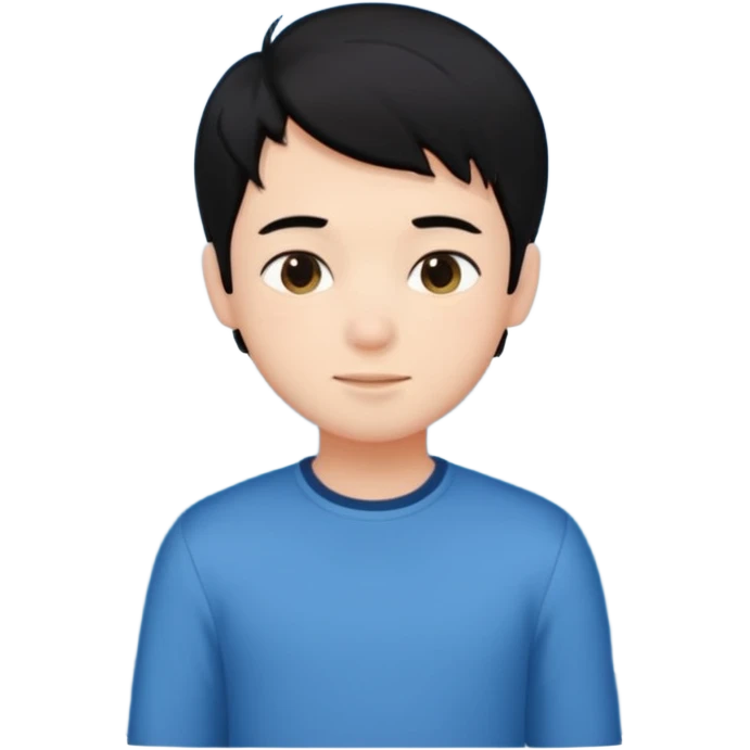 검은 머리의 소년, 옷을 입고 있는 바다를 좋아하고, 완벽을 추구하는, 귀여운 emoji