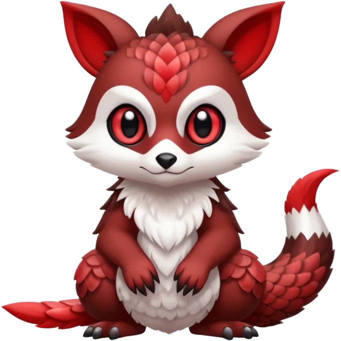 Cute cool white red dark-brown animal hybrid Fakemon full body emoji