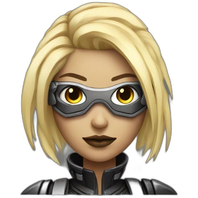 blonde cyberpunk female cyborg emoji