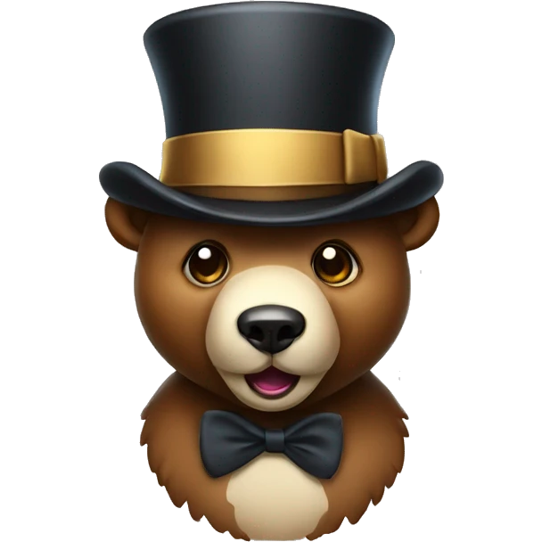 Drooling bear with top hat emoji