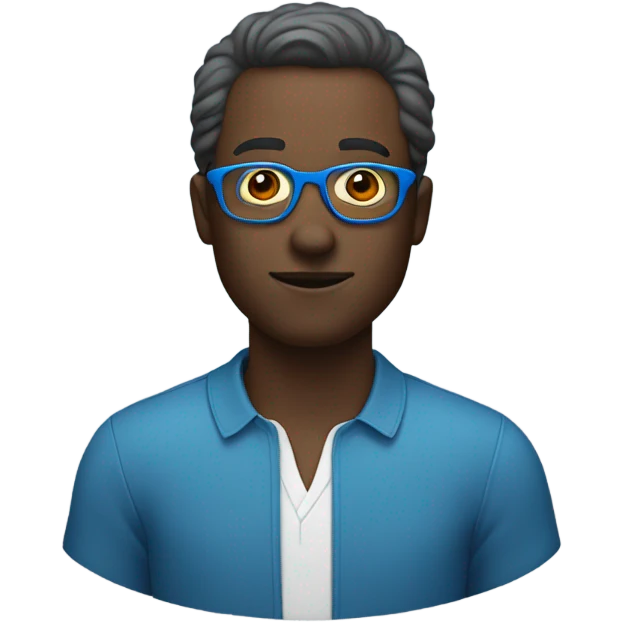 Dark man with bright blue glasses emoji