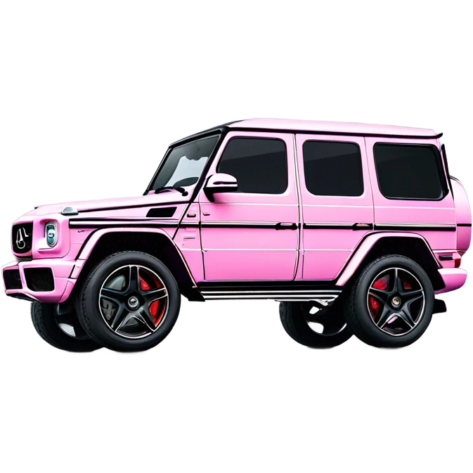 Mercedes-Benz G63 AMG in elegant light pink with black details, bold outlines, a glossy finish emoji