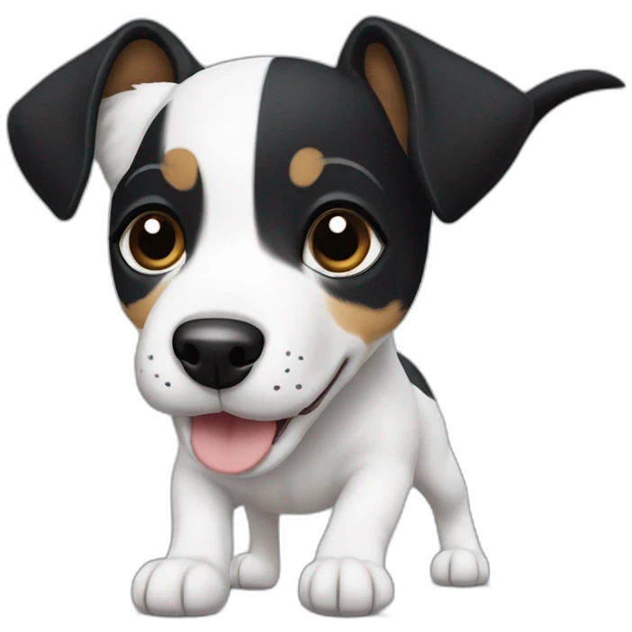 Black Jack Russel terrier puppy with white stripe running up middle of face emoji