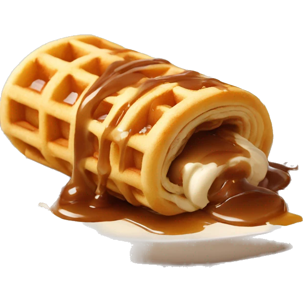 dessert waffle roll with brown condensed milk inside it emoji