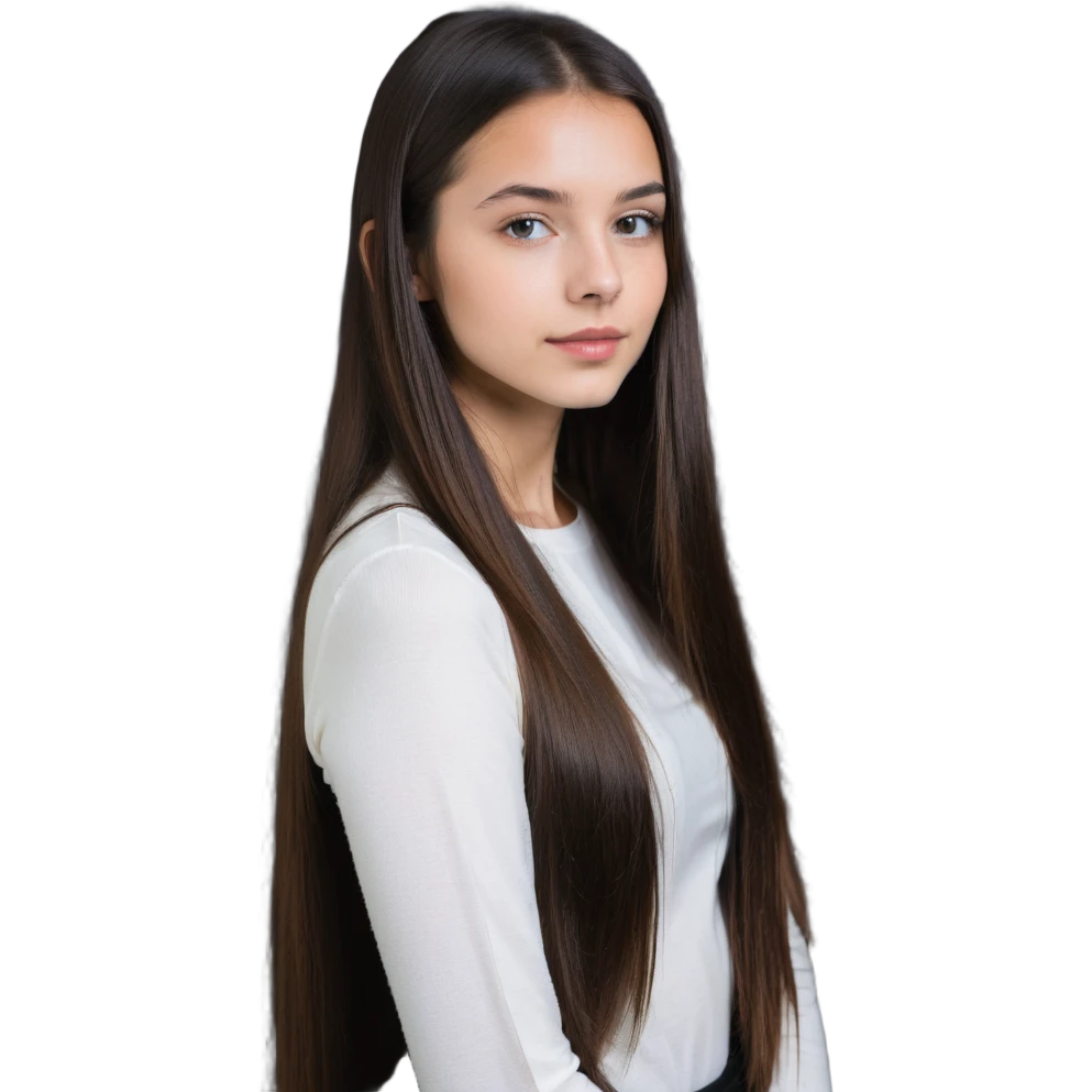 chica morena de pelo largo y liso emoji