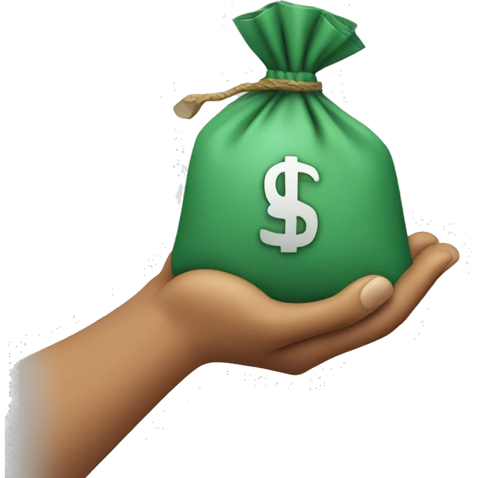 a hand holding a bag of money emoji
