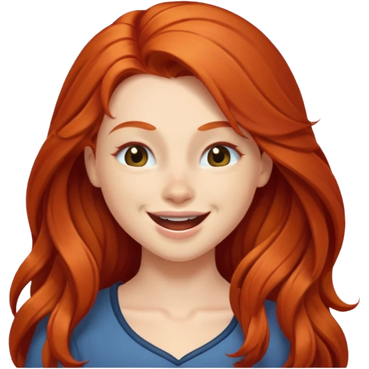 Excited long haired redhead winking emoji