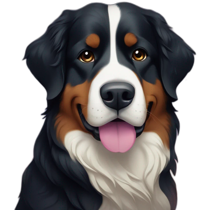 bernese mountain dog under aurora sky emoji