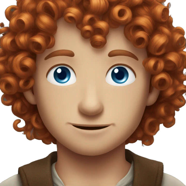Curly red hair blue eyed hobbit emoji