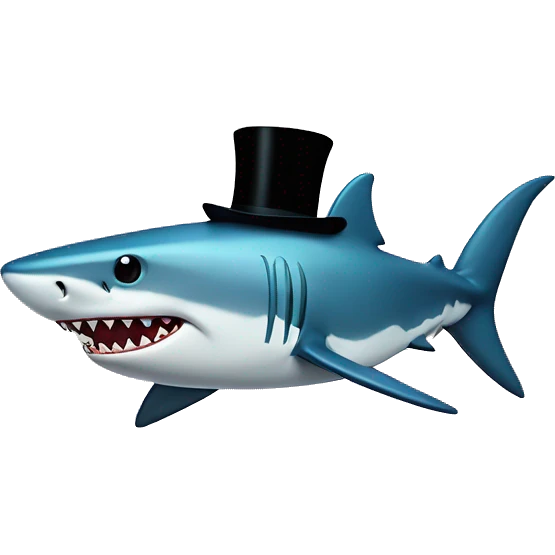 Shark with a top hat emoji