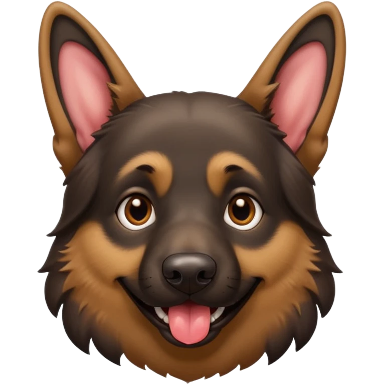 cartoon style dark German Shepherd dog with its tongue hanging out long emoji