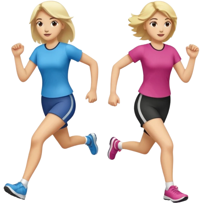 I want 2 women holding hands running in same direction, one is brunette, one is blonde emoji