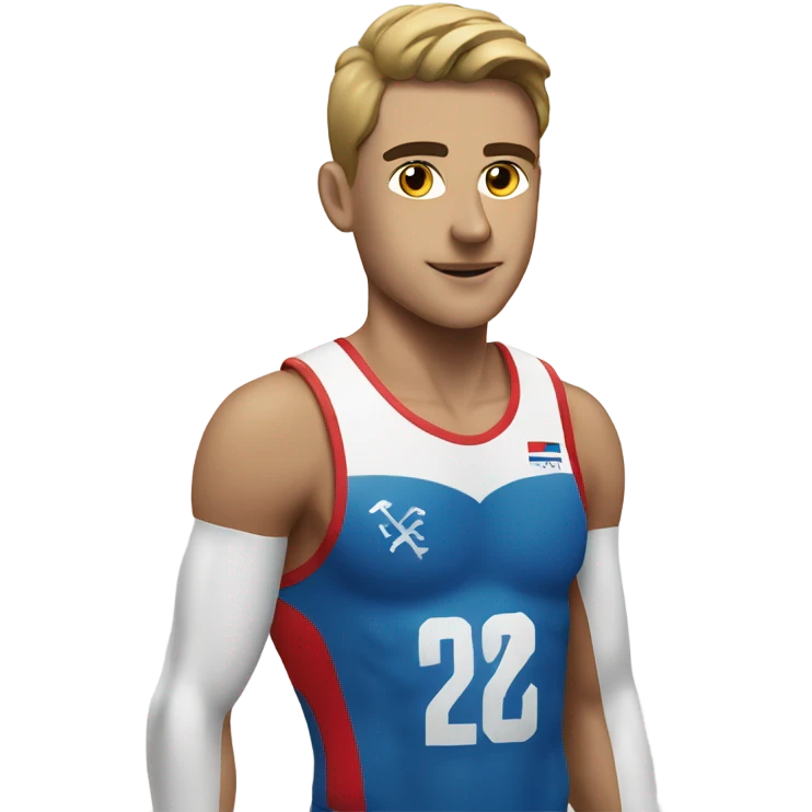 European athlete with a heart emoji