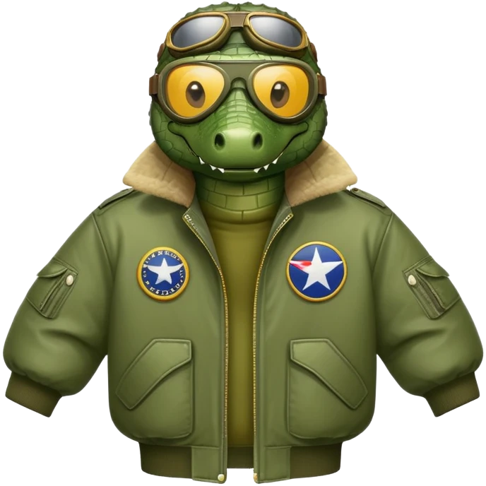 crocodile wearing bomber jacket and aviator goggles emoji