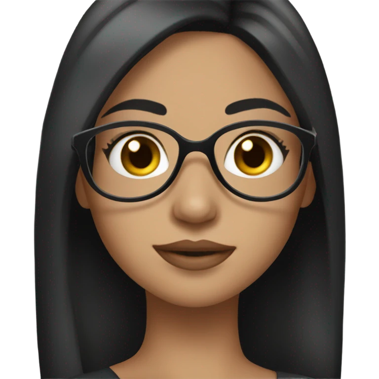Girl with makeup & black long straight hair with glasses pretty emoji